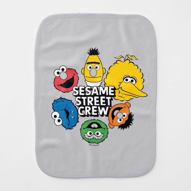 Sesame Street Crew Baby Burp Cloth (Front)