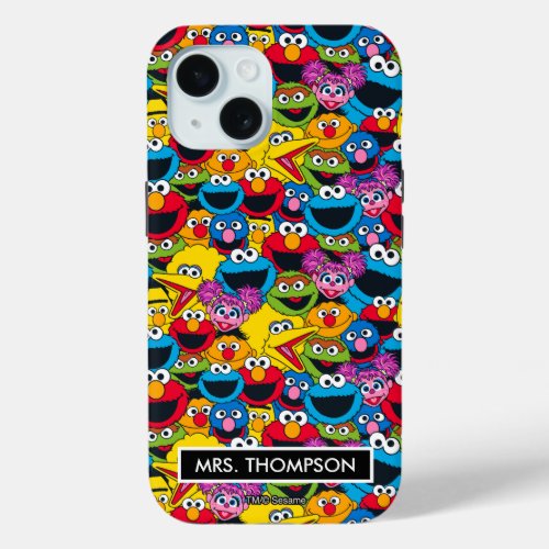 Sesame Street Crew Pattern  Add Your Name iPhone 15 Case