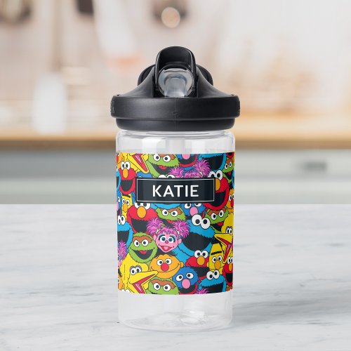 Sesame Street Crew Pattern  Add Your Name Water Bottle