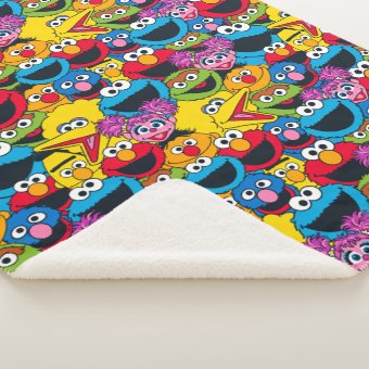 Sesame Street Crew Pattern Sherpa Blanket | Zazzle