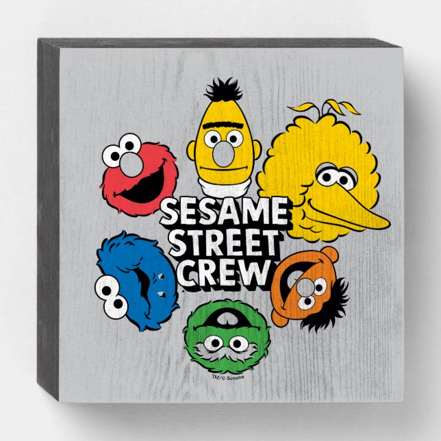 Sesame Street Crew Wooden Box Sign (Front Horizontal)