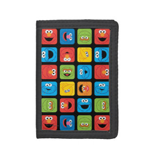 Sesame Street Cubed Faces Pattern Tri-fold Wallet