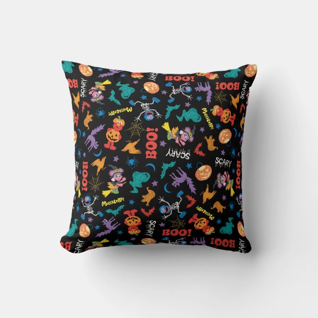 Sesame Street | Cute Halloween Pattern Throw Pillow (Front)