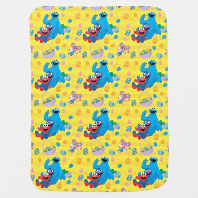 Sesame Street Easter Basket Pattern Baby Blanket (Front)