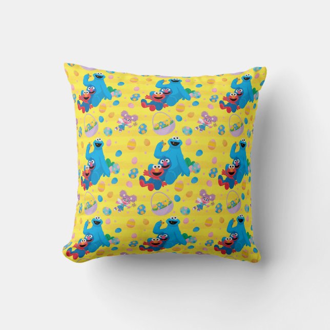 Sesame Street Easter Basket Pattern Throw Pillow (Front)