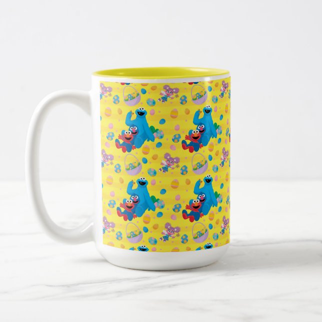 Sesame Street Easter Basket Pattern Two-Tone Coffee Mug (Left)