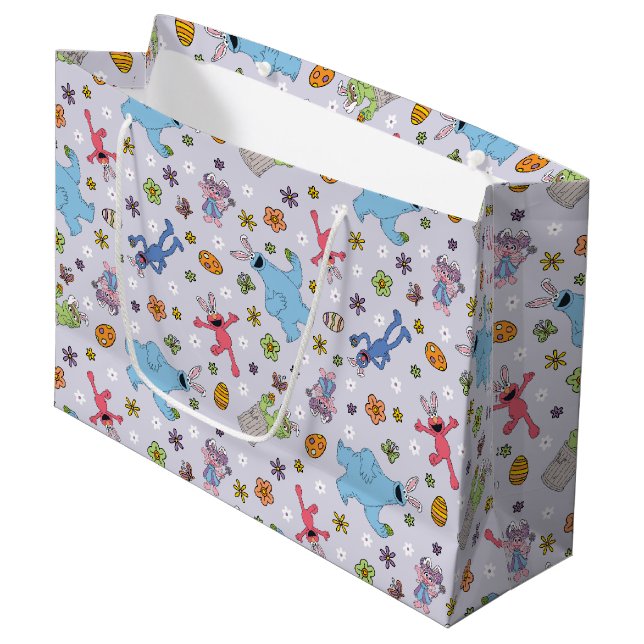Sesame Street Easter Bunny Pattern Large Gift Bag (Front Angled)