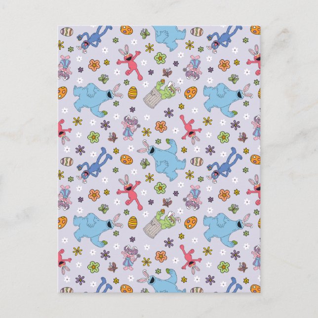 Sesame Street Easter Bunny Pattern Postcard (Front)