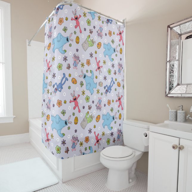 Sesame Street Easter Bunny Pattern Shower Curtain (In Situ)