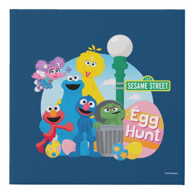 Sesame Street Easter Egg Hunt Faux Canvas Print (Front)