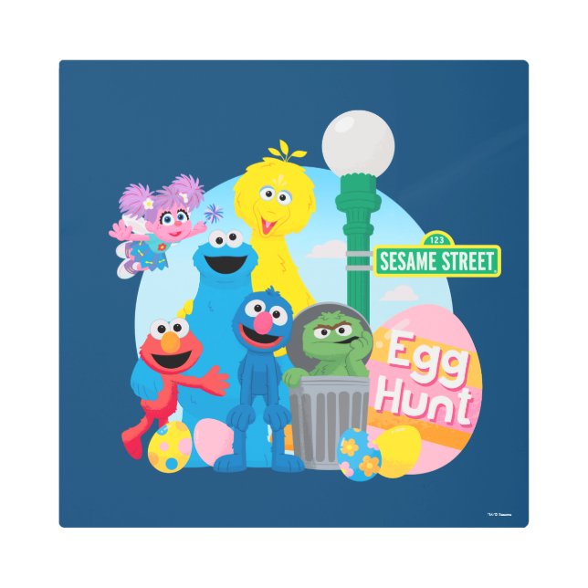 Sesame Street Easter Egg Hunt Metal Print (Front)