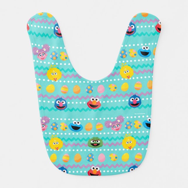 Sesame Street Easter Egg Pattern Baby Bib (Front)