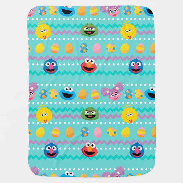 Sesame Street Easter Egg Pattern Baby Blanket (Front)
