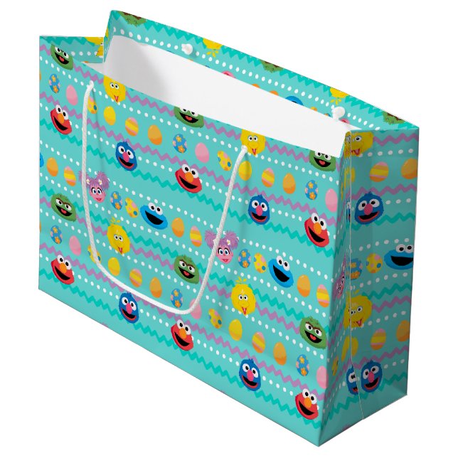 Sesame Street Easter Egg Pattern Large Gift Bag (Front Angled)