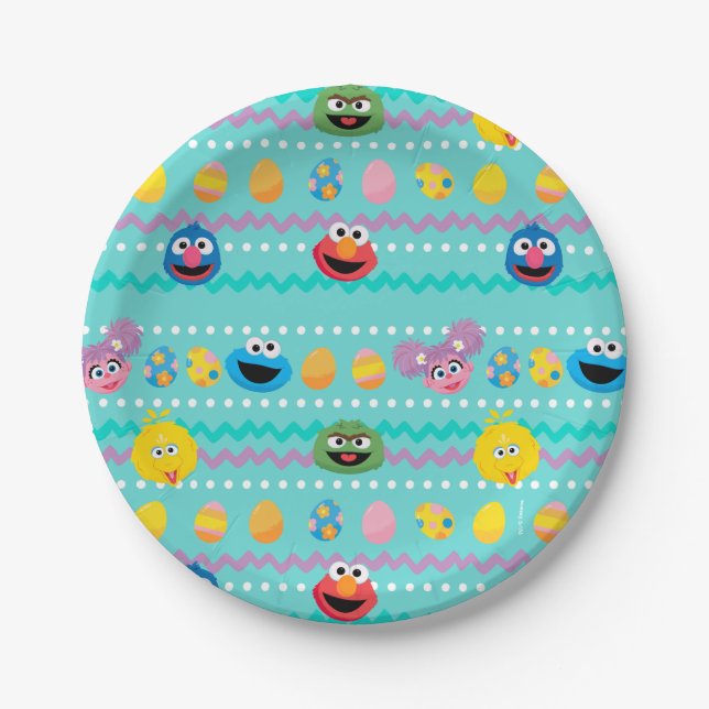 Sesame Street Easter Egg Pattern Paper Plates (Front)
