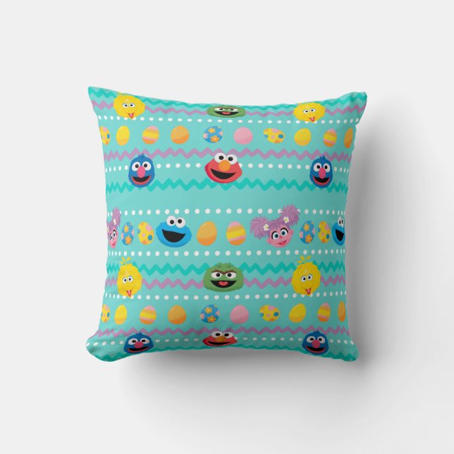Sesame Street Easter Egg Pattern Throw Pillow (Front)