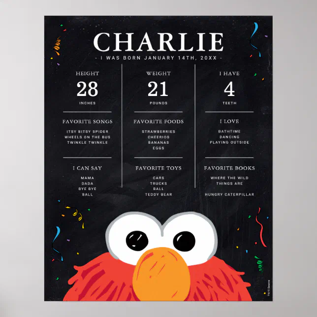 Sesame Street - Elmo | 1st Birthday Milestone Poster | Zazzle