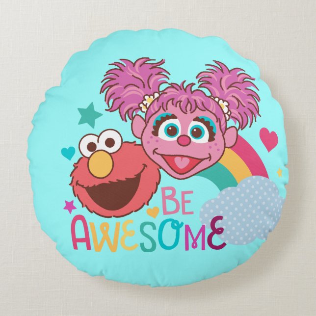 Sesame Street | Elmo & Abby - Be Awesome Round Pillow (Front)