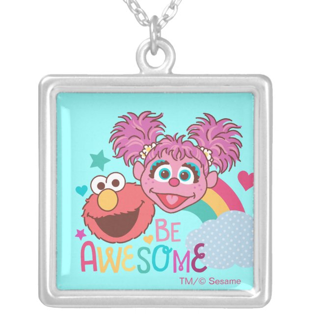 Sesame Street | Elmo & Abby - Be Awesome Silver Plated Necklace (Front)