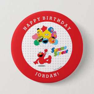 Sesame Street   Elmo and Pals - Birthday Balloons Button