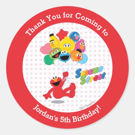 Sesame Street | Elmo And Pals - Birthday Balloons Classic Round Sticke