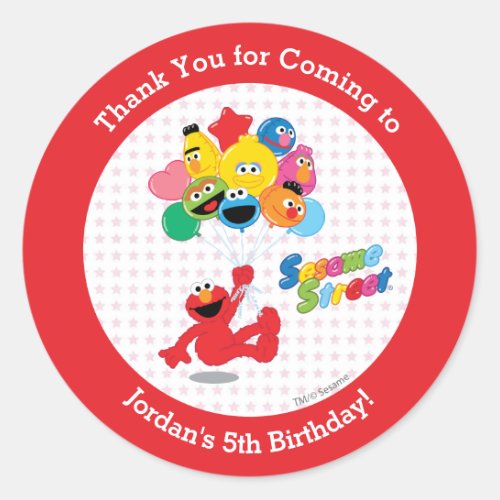Sesame Street  Elmo and Pals _ Birthday Balloons Classic Round Sticker