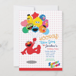 Sesame Street   Elmo and Pals - Birthday Balloons Invitation