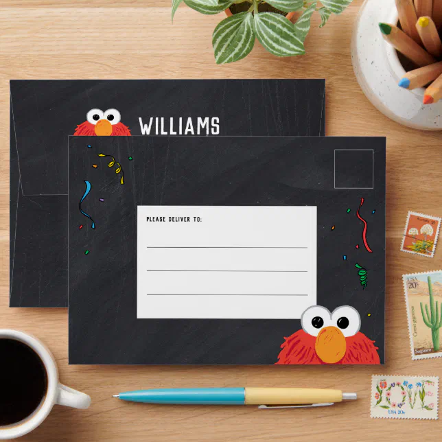 Sesame Street | Elmo Birthday Chalkboard Envelope | Zazzle
