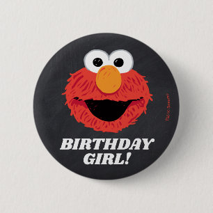 Sesame Street Elmo Birthday Chalkboard Girl Button
