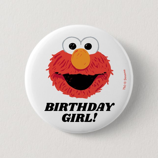 Sesame Street | Elmo Birthday Chalkboard Girl Button (Front)