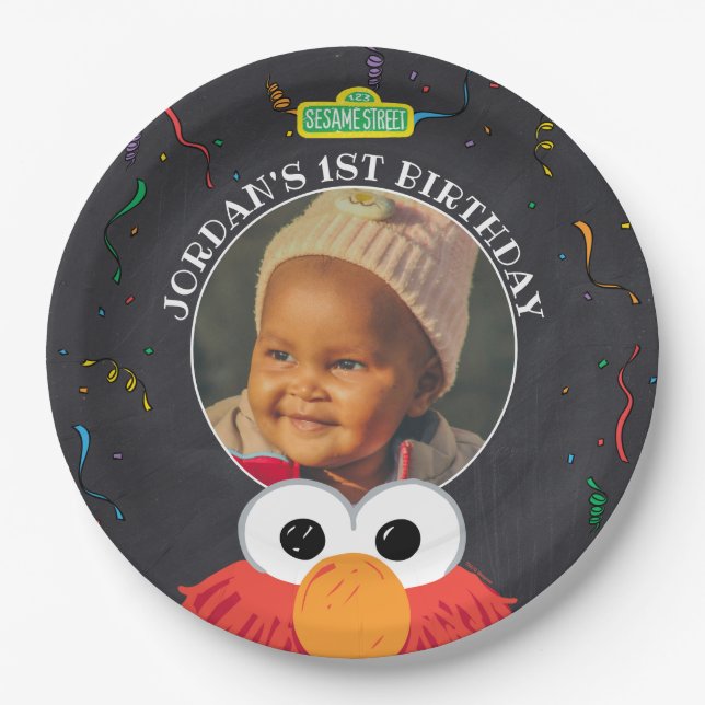 Sesame Street | Elmo Birthday Chalkboard Paper Plates (Front)