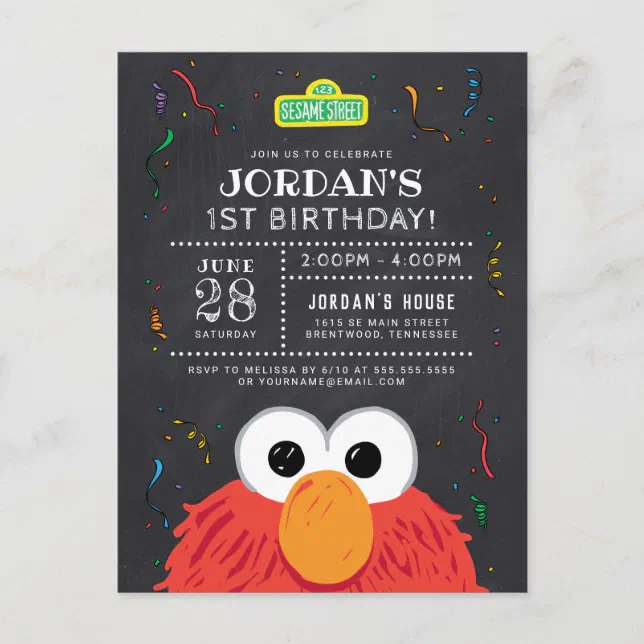 Sesame Street | Elmo Birthday Chalkboard Postcard | Zazzle