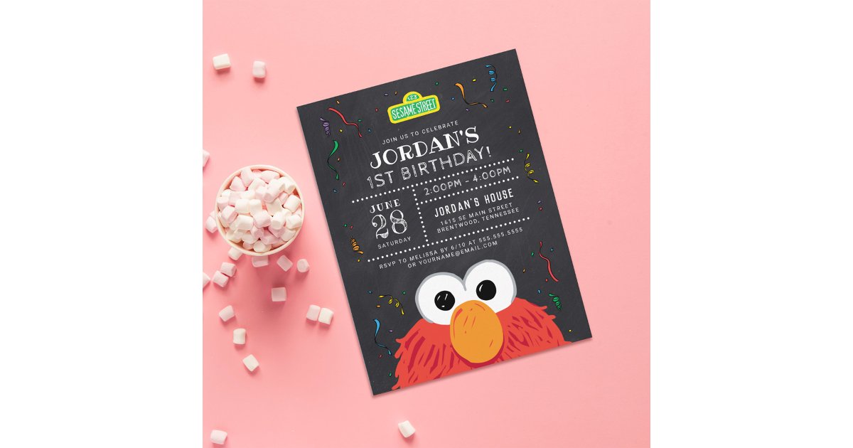 Sesame Street | Elmo Birthday Chalkboard Postcard | Zazzle