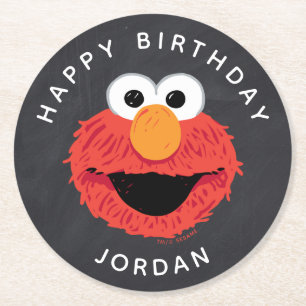 Sesame Street Elmo Birthday Chalkboard Round Paper Coaster