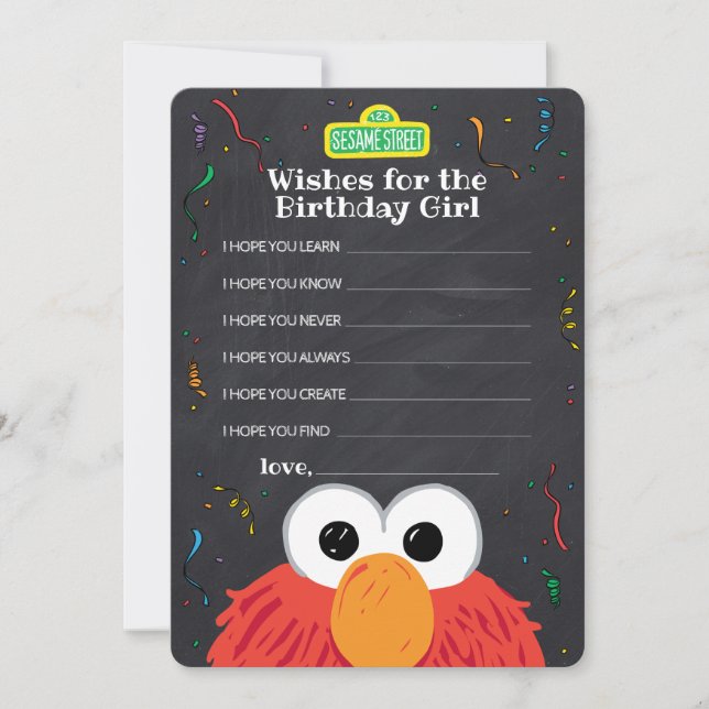 Sesame Street | Elmo Birthday Chalkboard Wishes Note Card (Front)