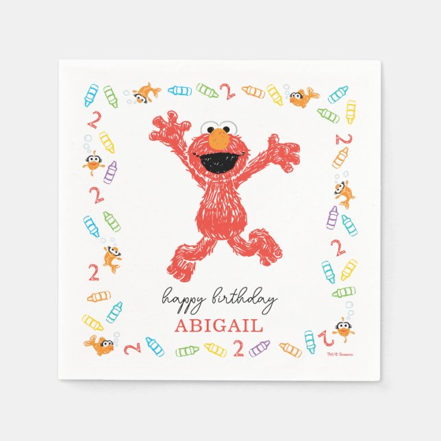 Sesame Street Elmo | Birthday Crayon Napkins (Front)