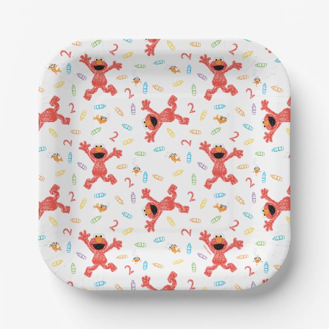 Sesame Street Elmo | Birthday Crayon Paper Plates (Front)