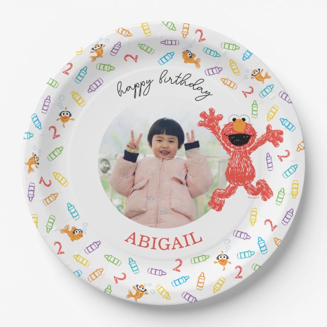 Sesame Street Elmo | Birthday Crayon Paper Plates (Front)