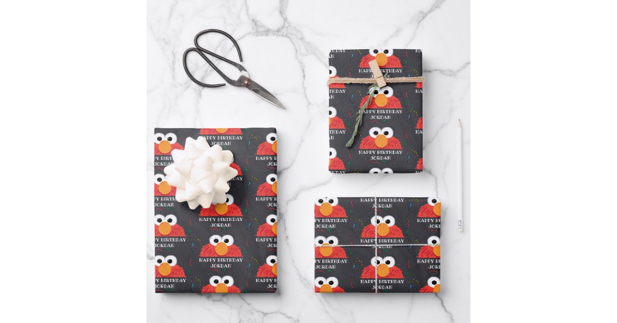 Sesame Street Elmo Chalkboard Birthday Wrapping Paper Sheets | Zazzle