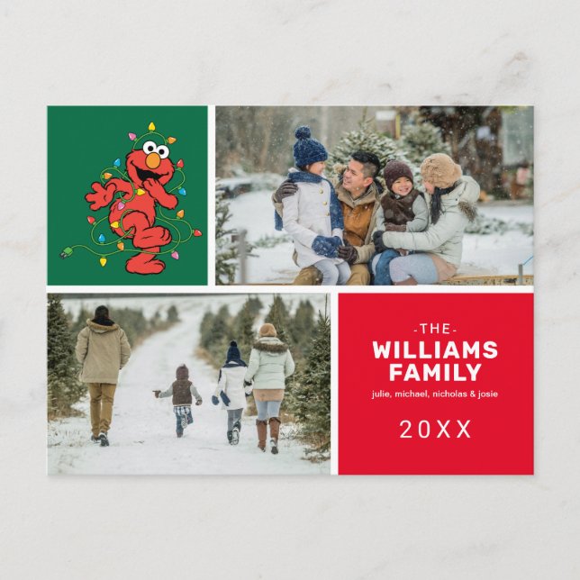 Sesame Street Elmo Christmas Family Photo Holiday Postcard (Front)
