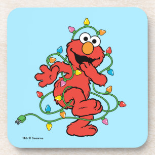 Sesame Street Elmo Christmas Lights Beverage Coaster