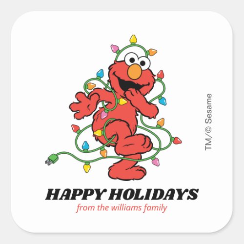 Sesame Street  Elmo Christmas Lights _ Christmas Square Sticker