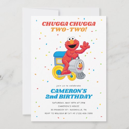 Sesame Street Elmo Chugga Chugga Two Two Birthday Invitation