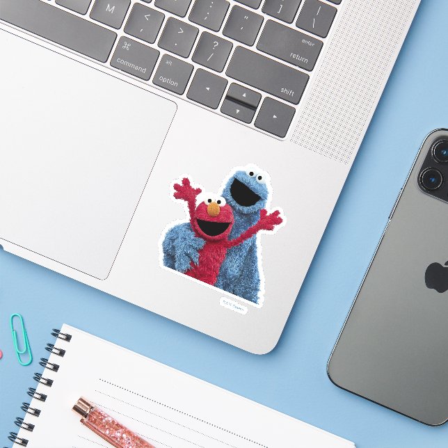 Sesame Street | Elmo & Cookie Monster Sticker (Laptop w/ iPhone)