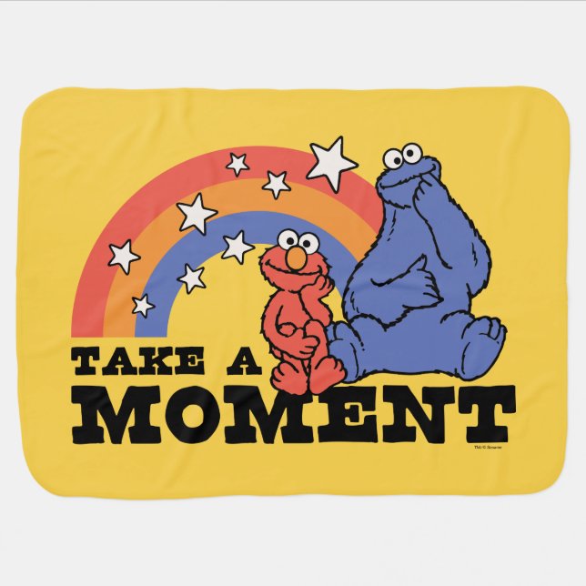 Sesame Street | Elmo & Cookie Take a Moment Baby Blanket (Horizontal)