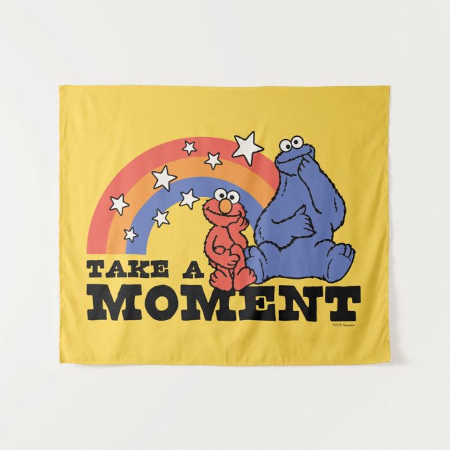 Sesame Street | Elmo & Cookie Take a Moment Tapestry (Front (Horizontal))