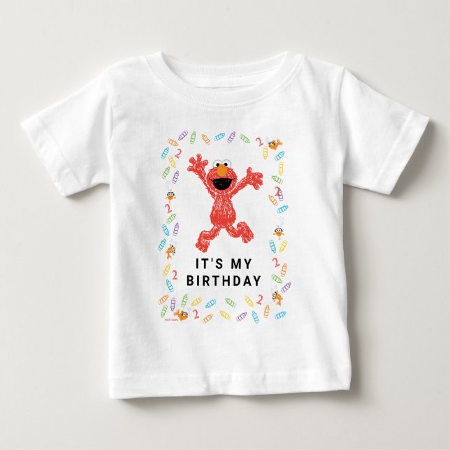 Sesame Street Elmo | Crayon Birthday Baby T-Shirt (Front)