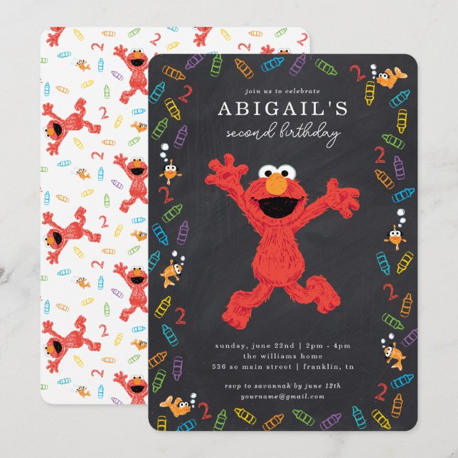 Sesame Street Elmo Crayon Birthday Invitation Zazzle