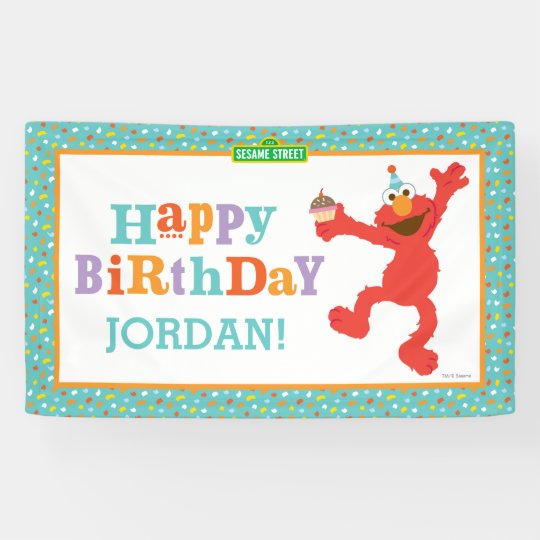 sesame street elmo cupcake confetti birthday banner zazzle com