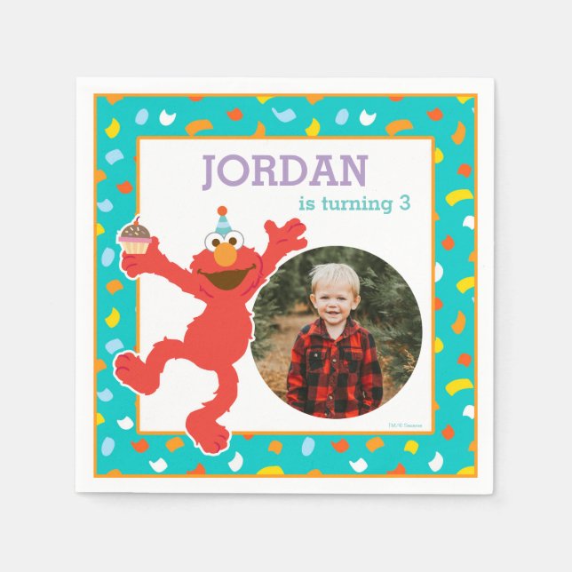 Sesame Street | Elmo - Cupcake & Confetti Birthday Napkins (Front)